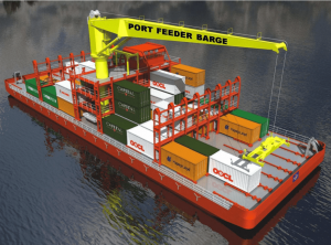 MAXTECH Port Feeder Barge Self-Propelled Green Logistics Solution with Integrated Crane Capability
