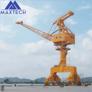 Rail Moving Crane Stiff Boom Crane Mobile Harbour with steel wire luffing
